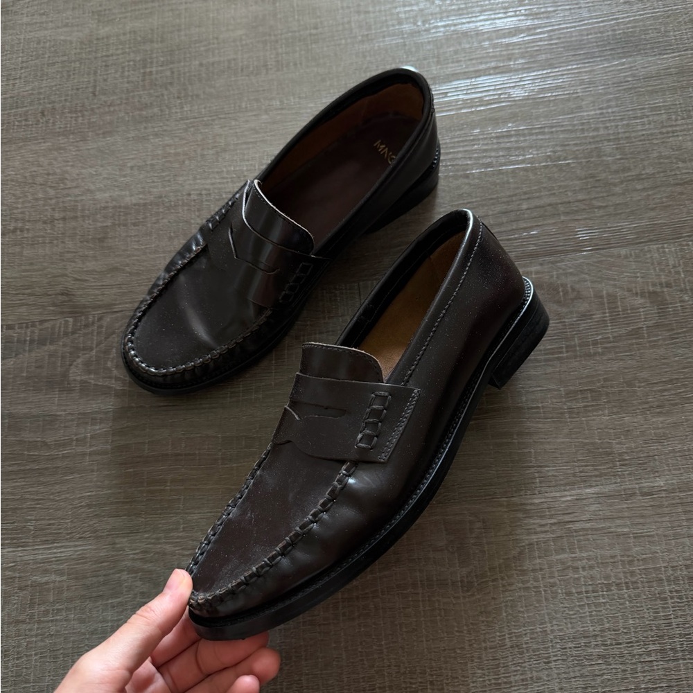 Mango Women’s GATHERED LEATHER MOCCASIN Loafers